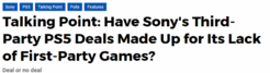 外媒讨论:索尼第三方交易是否弥补了第一方游戏的不足