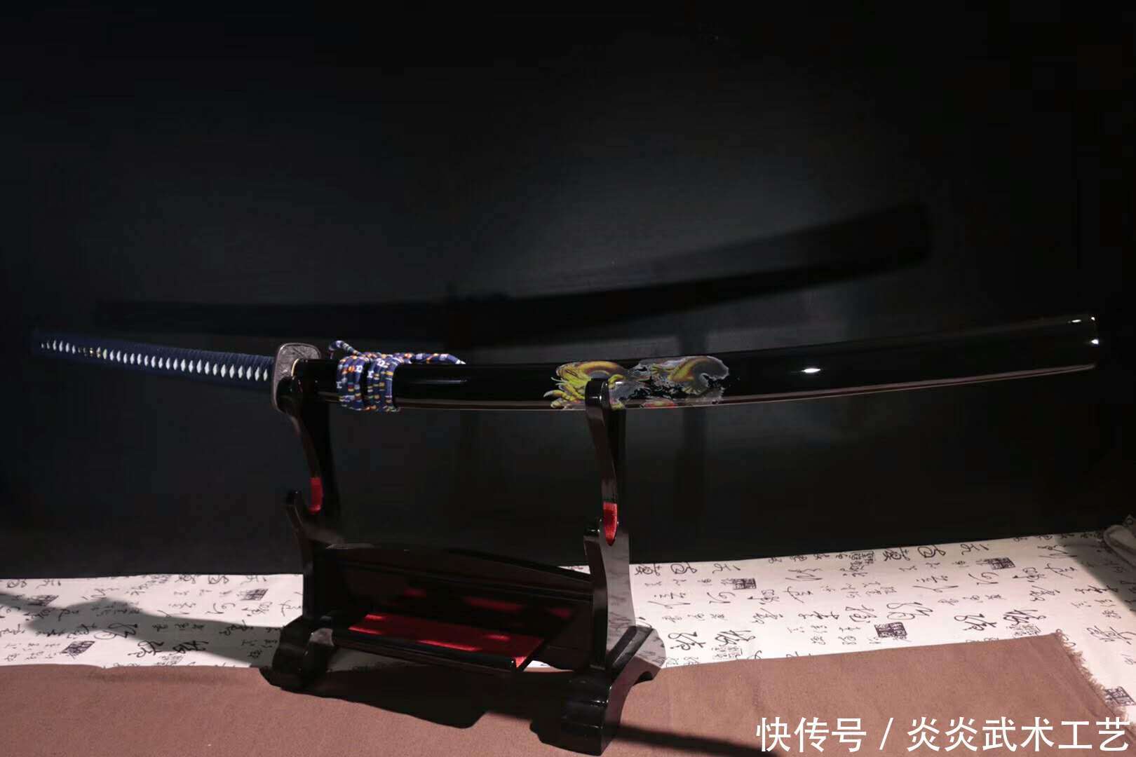 加宽加长高性能武士刀 刀鞘彩绘穿墙龙图 开双