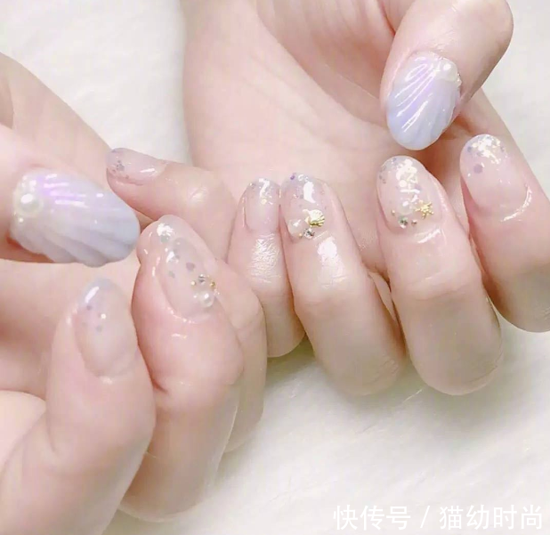 仙气十足的人鱼姬美甲,小仙女的夏日必备款!