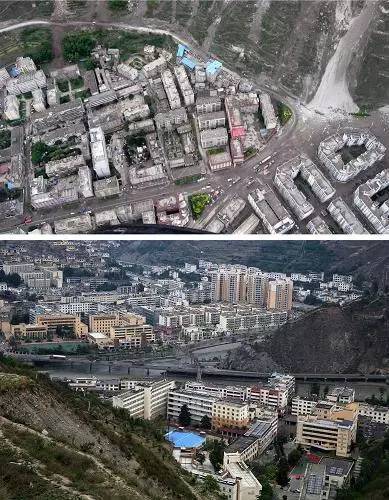 汶川地震灾后重建对比图