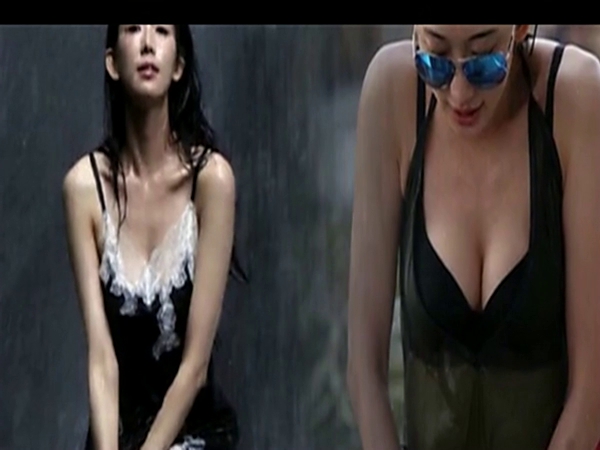 林志玲穿吊带裙坐瀑布前求雨 网友:美爆了 !