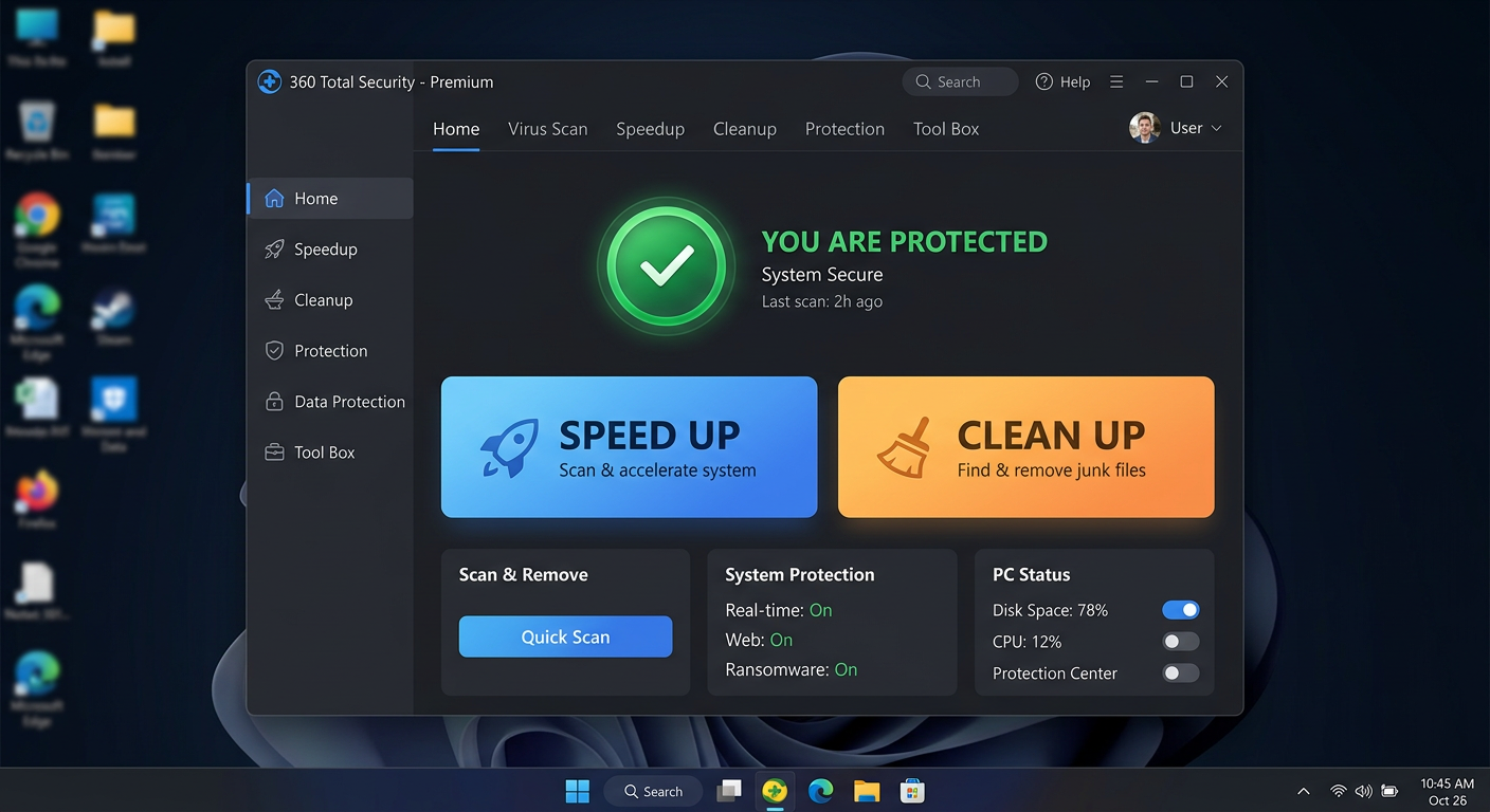 Infographic showing CPU, RAM, and disk resources being consumed by multiple software layers including startup programs, background processes, and browser extensions on a Windows PC