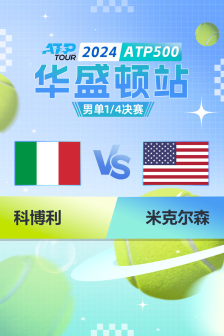 2024ATP500华盛顿站 男单1/4决赛 科博利VS米克尔森 海报