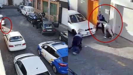 围观拍摄惹怒警察 一对男女被警察几拳KO
