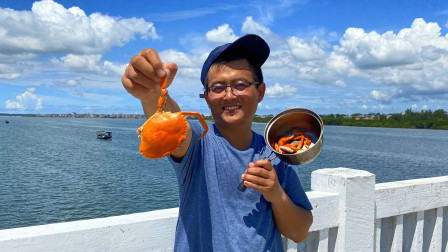 思乡渔夫 带个锅去赶海，抓到螃蟹先抓现煮，实在鲜美