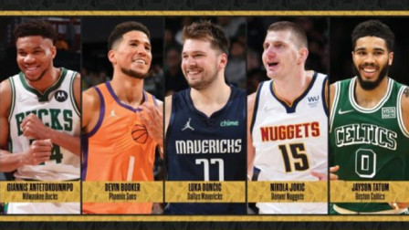 NBA热辣资讯 NBA最佳阵容公布：布克、东契奇、塔图姆、字母哥、约基奇