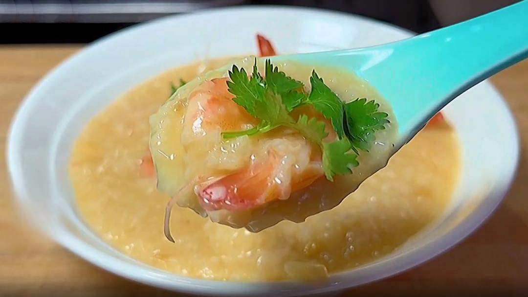 人气美食 冬季养生美味 元贝鲜虾粥