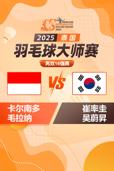2025泰国羽毛球大师赛  男双16强赛 卡尔南多/毛拉纳VS崔率圭/吴蔚昇