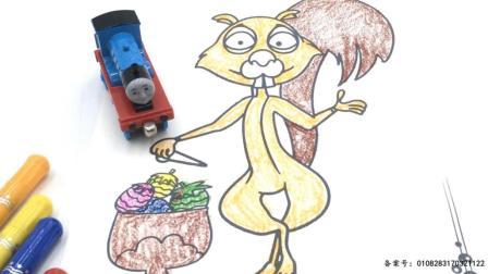 托马斯小火车玩熊出没小松鼠涂色画 30