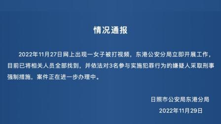 @所有人 山东日照警方通报一女子被打：对3人采取刑事强制措施