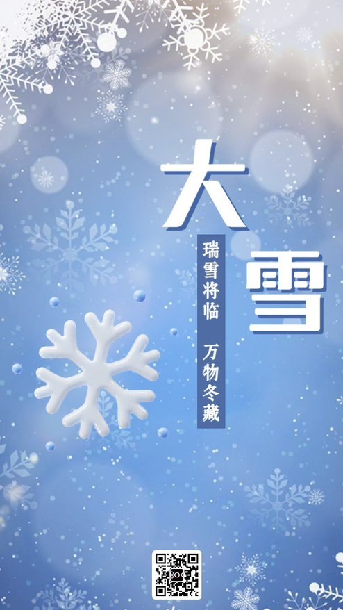 清新简约大雪节日节气祝福文字海报