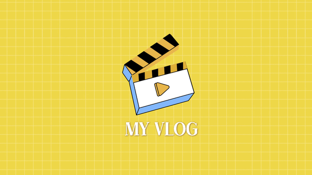 原创黄色可爱vlog片头视频模板
