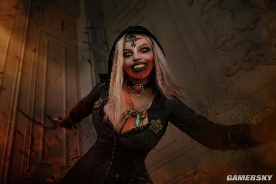 俄妹cos生化危机8吸血鬼女儿性感黑丝超还原