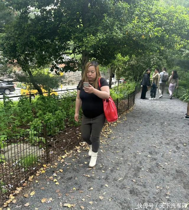 凤姐在纽约中央公园出没，低头玩手机不理人，身材臃肿像怀胎八月 - 360娱乐，你开心就好