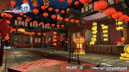游戏内新年场景也将同期上线,长安城,江都城,步云洲,到处张灯结彩