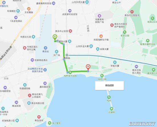 青岛栈桥公交车路线图图片