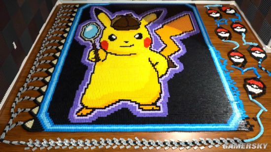 大神打造大侦探皮卡丘多米诺骨牌皮神帅气可爱