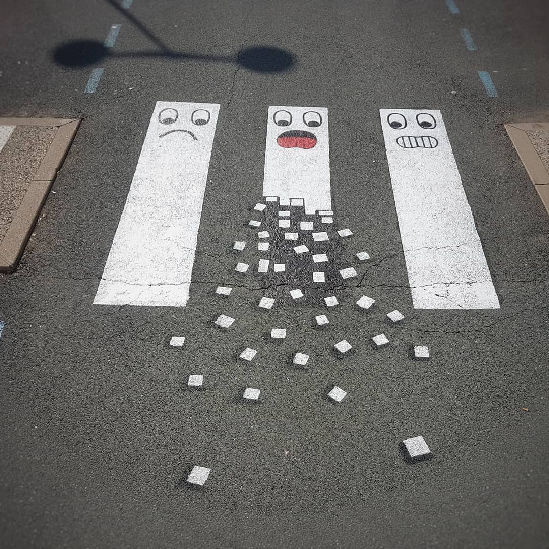 法国艺术家的街头斑马线艺术