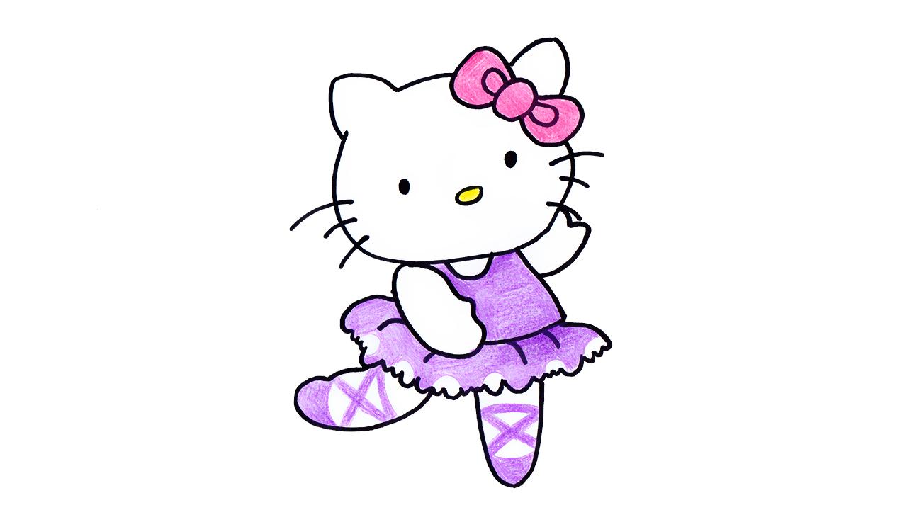 kitty猫简笔画彩色可爱图片