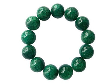 天然绿龙纹玛瑙手串男手链13颗16mm