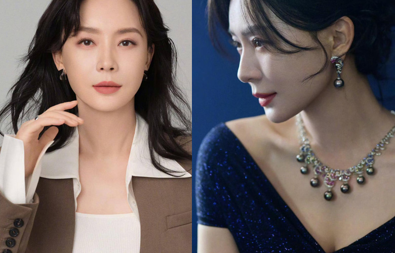 陈数双面魅力太惊艳！深蓝鱼尾裙露肩显风情，咖色西装飒到骨子里