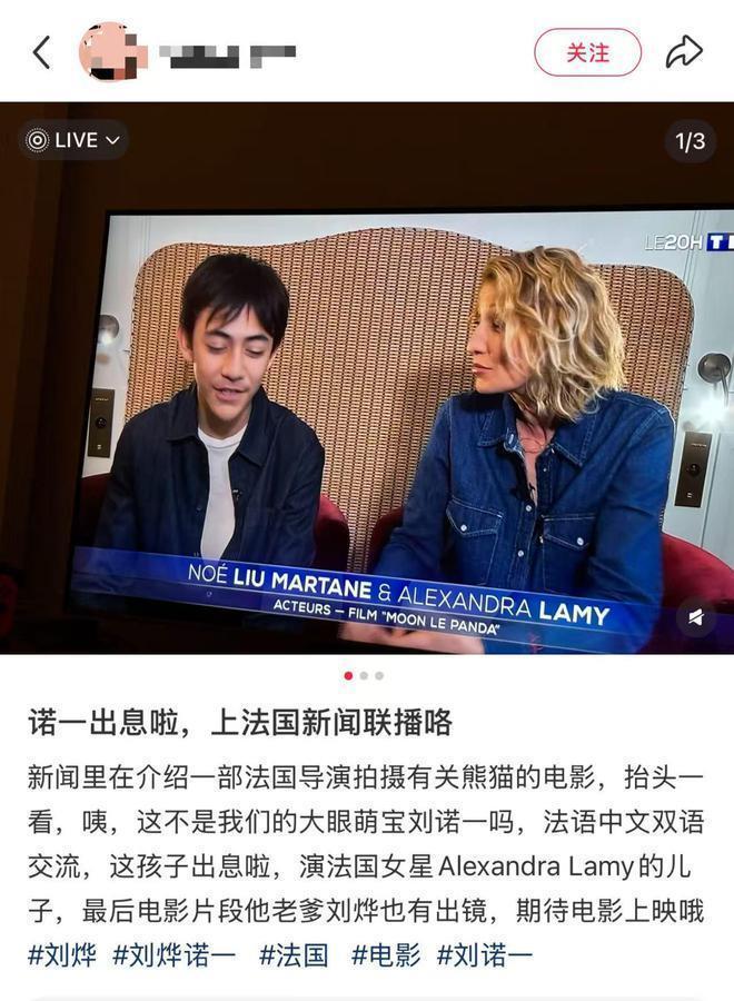 14岁诺一上法国《新闻联播》,正式出道演电影,刘烨客串力挺儿子 - 360娱乐,你开心就好